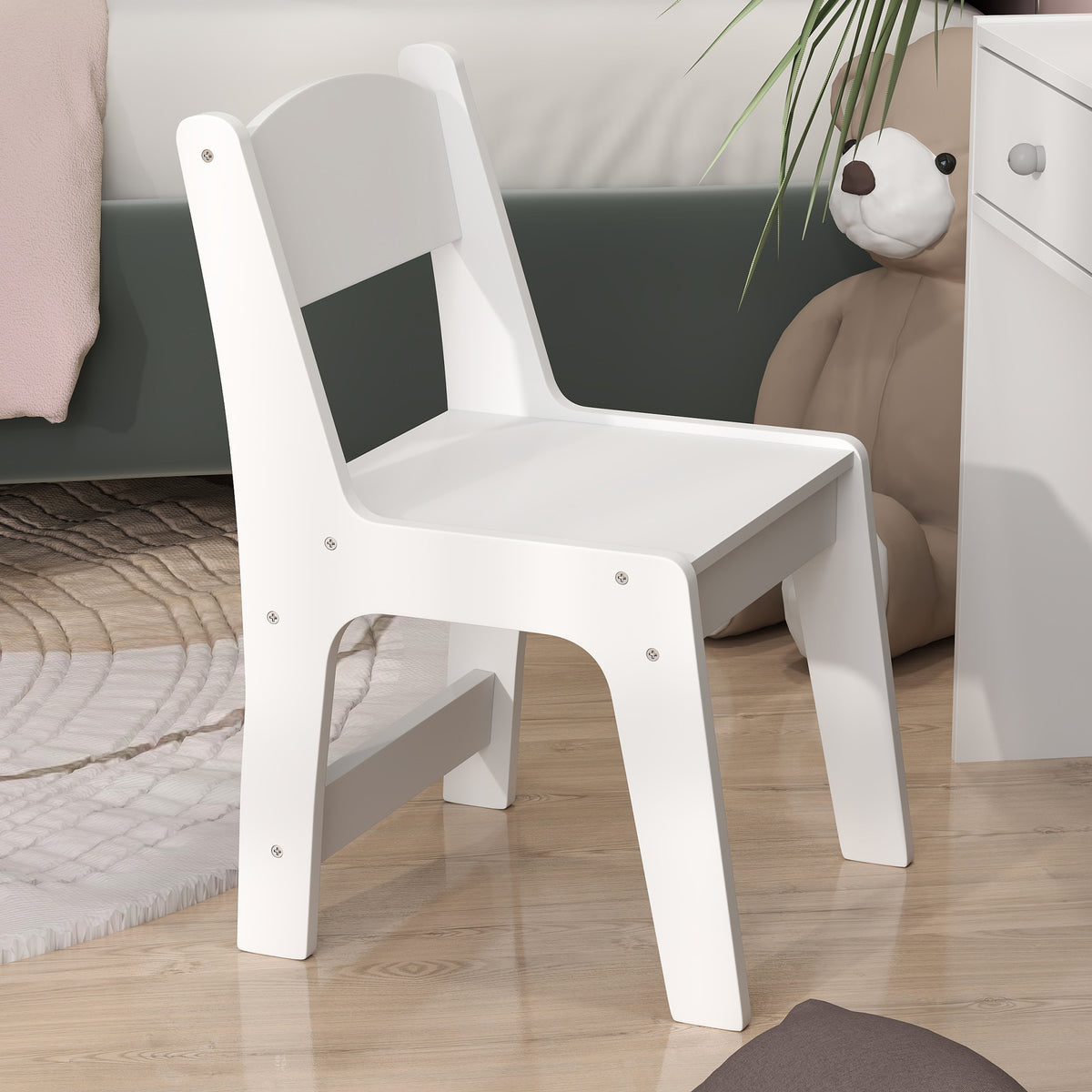 AIYAPLAY Kids Dressing Table Set Kids Make up Table with Stool and Mirror, Storage Drawers, Gift for Aged 3-8