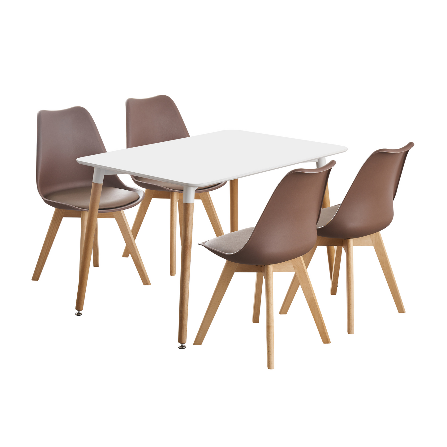 5PCs Dining Set - White Halo Dining Table & Set of 4 Lorenzo Tulip Dining Chairs