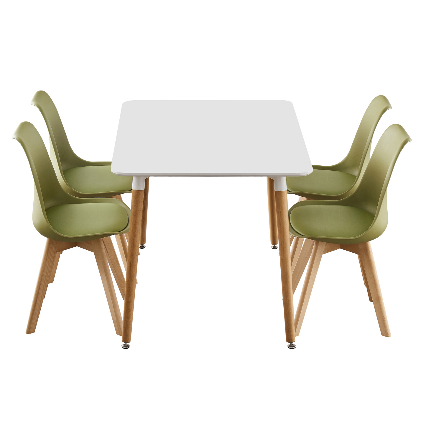 5PCs Dining Set - White Halo Dining Table & Set of 4 Lorenzo Tulip Dining Chairs