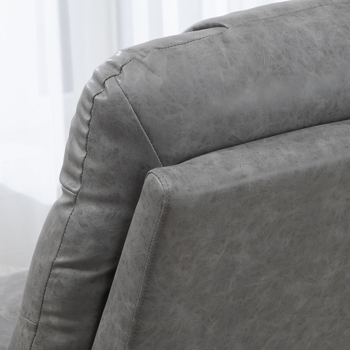 Thick Padded Faux Leather Recliner Armchair - Light Grey