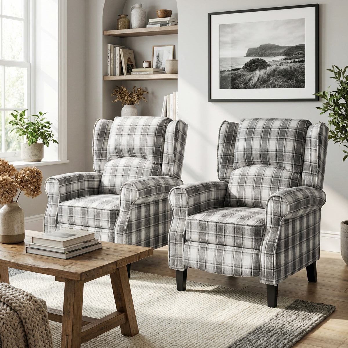 160° Reclining Armchair, with Footrest - Grey and White