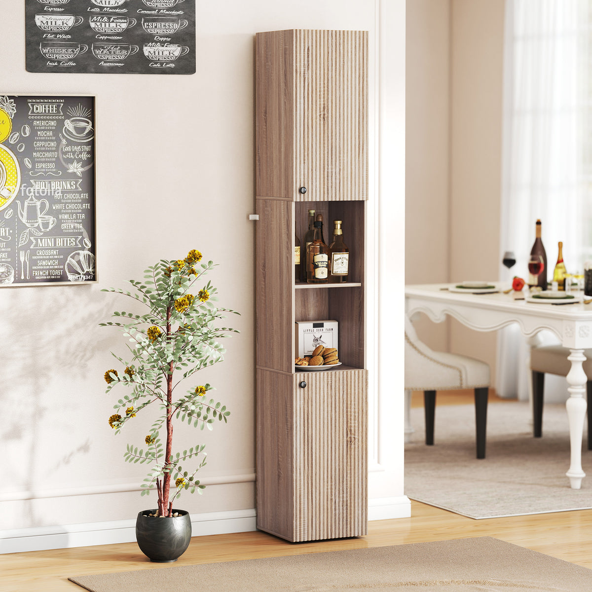 6-Tier Tall Bathroom Cabinet - Natural