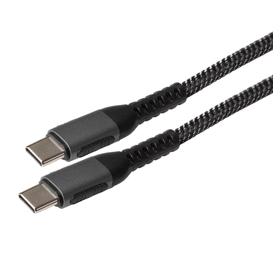 Maplin USB-C to USB-C 60W PD Braided Cable - Silver