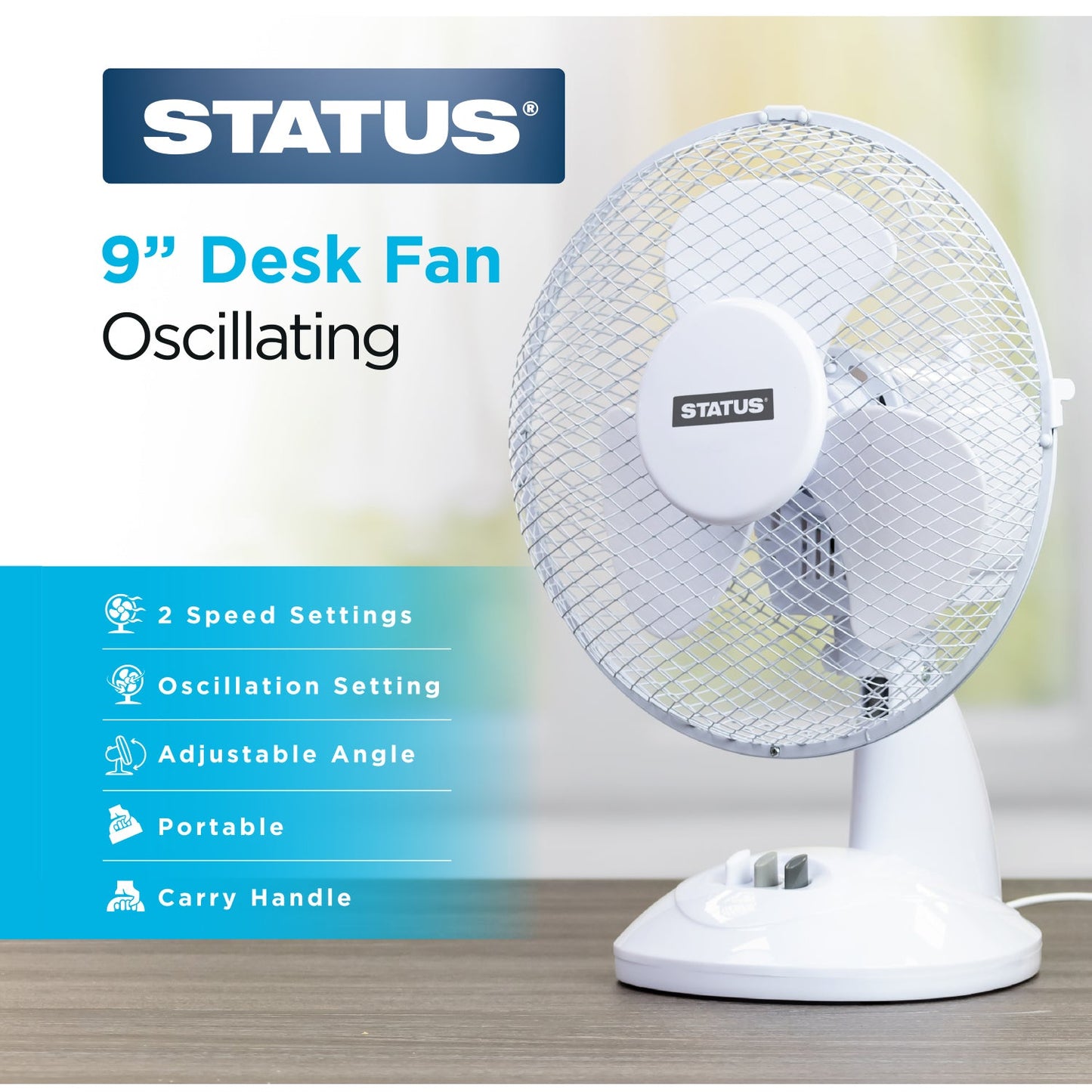 Status 9" Oscillating Desk Fan