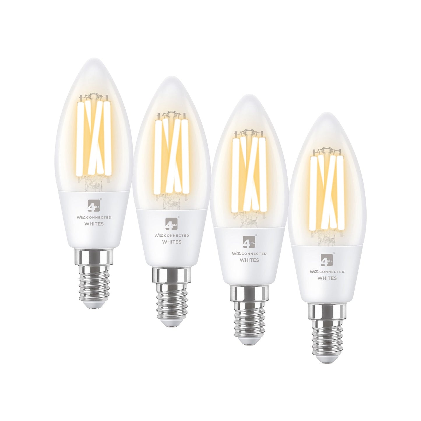 4lite WiZ Connected C35 Candle Filament White WiFi LED Smart Bulb - E14 Small Screw