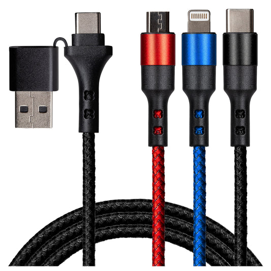 Maplin USB-C & USB-A to USB-C / Lightning / Micro USB 3-in-1 Braided Cable