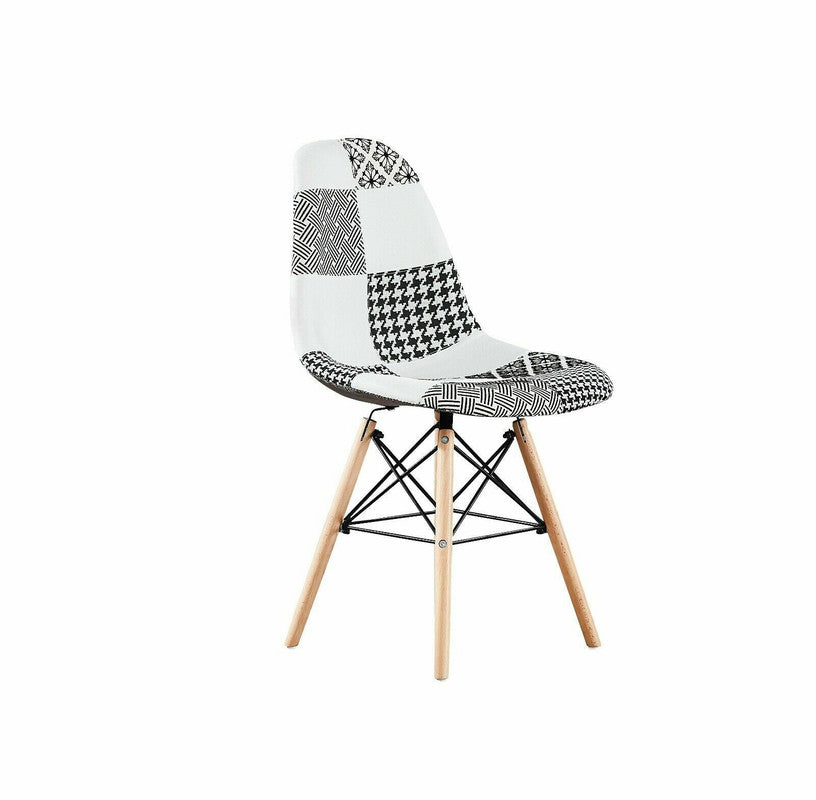 Elsie Dining Chair - Black/White Patchwork
