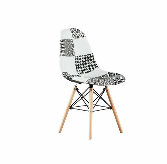 Elsie Dining Chair - Black/White Patchwork