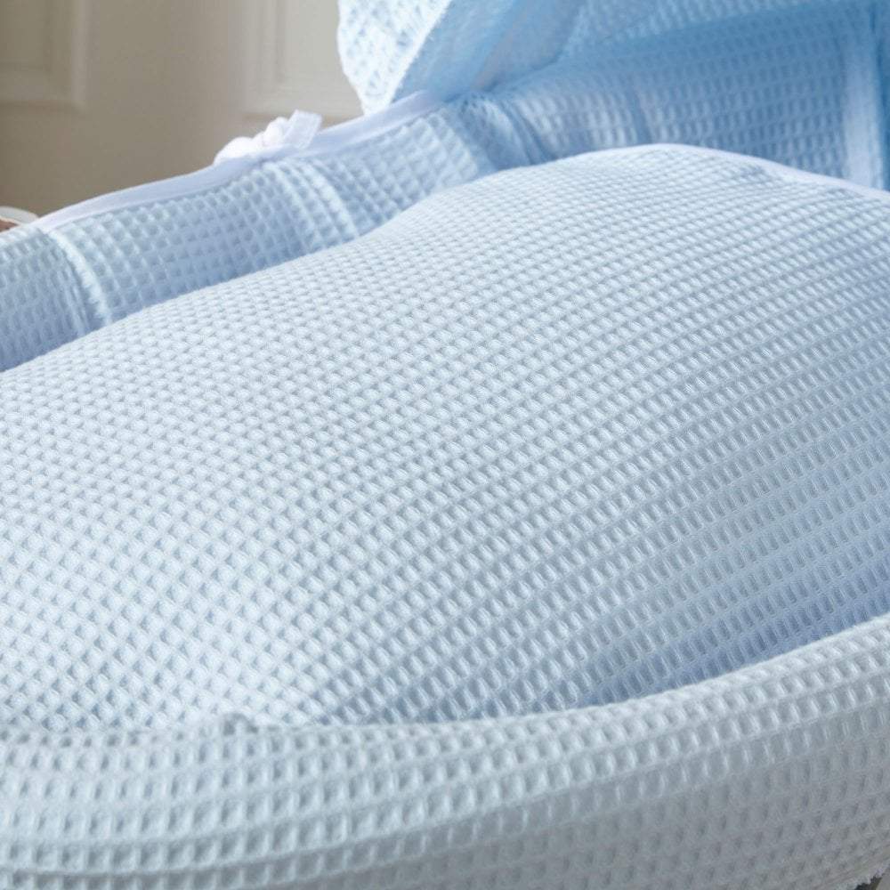 Blue Waffle Moses Basket Bedding Set