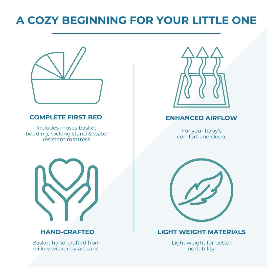 Pink Waffle Grey Wicker Baby Moses Basket With Stand