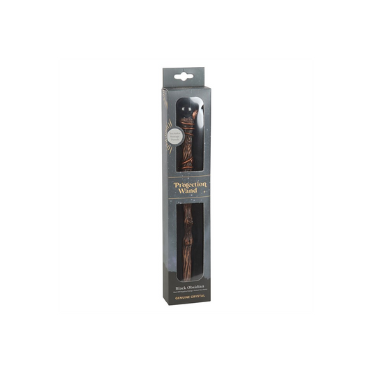 Protection Black Obsidian Crystal Wand with Pouch