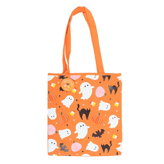 Sweet and Spooky Ghost Print Polycotton Tote Bag