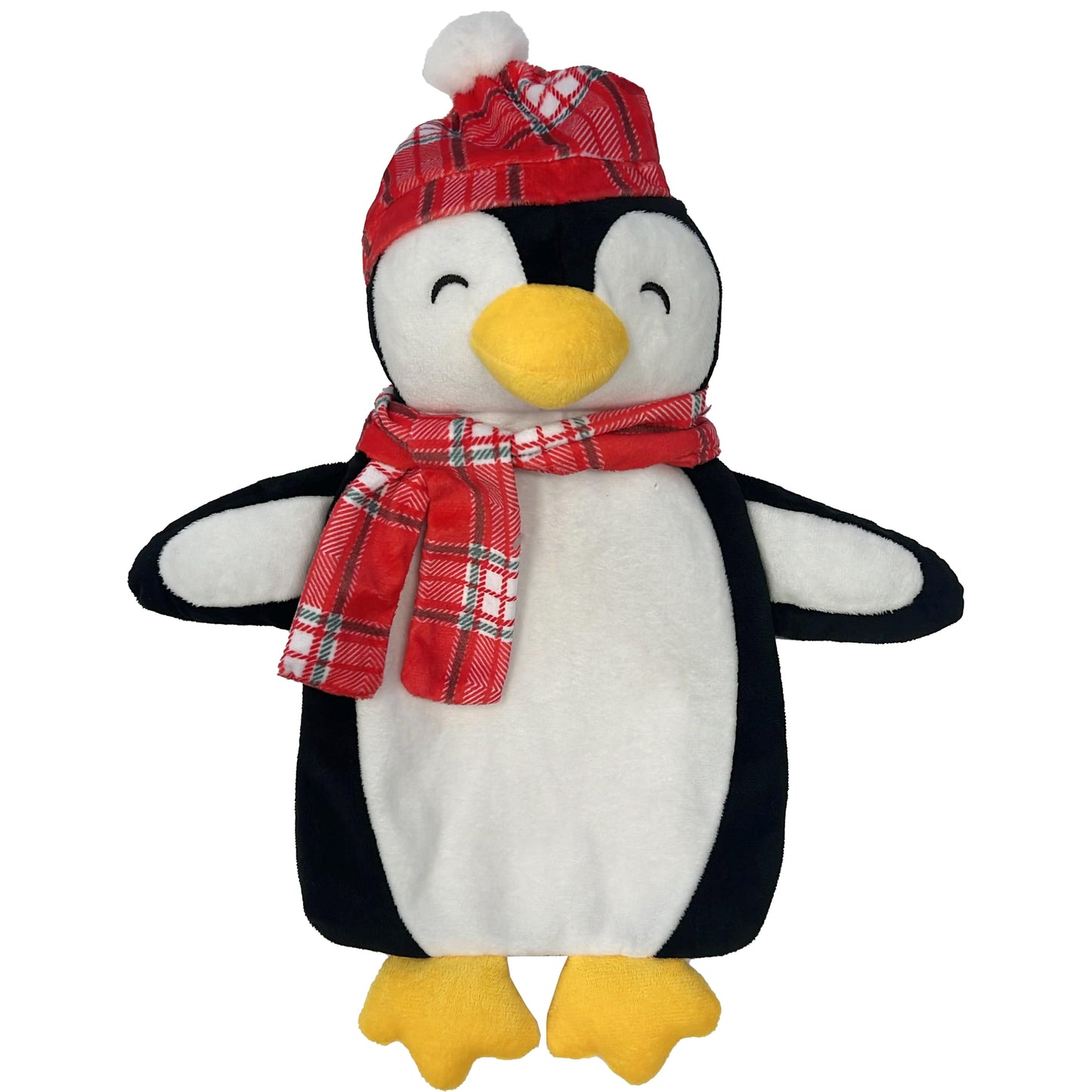 Christmas Hot Water Bottle with Festive Penguin Cover 1L Natural Rubber UK Safe Tested Winter Ideal Gift for Adults Kids by OLIVIA ROCCO