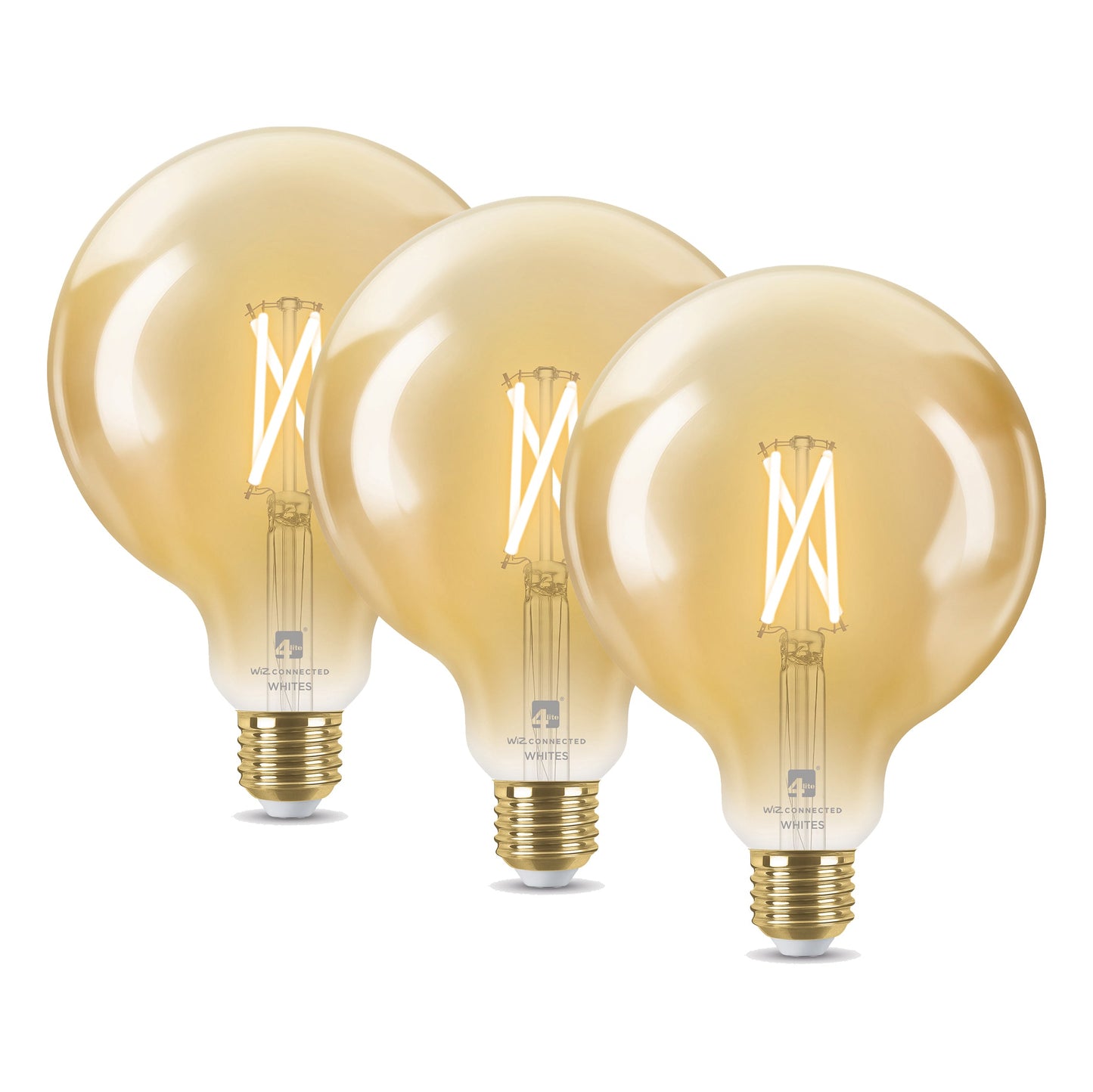 4lite WiZ Connected G125 Globe Filament Amber WiFi LED Smart Bulb - E27 Large Screw