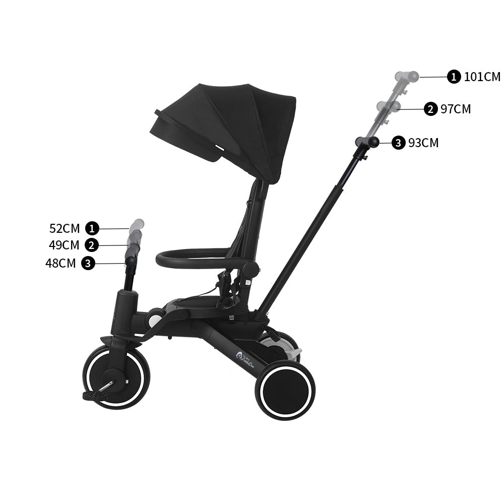 Foryourlittleone Xplor 6 in 1 Foldable Trike - Jet Black (10m-5y)