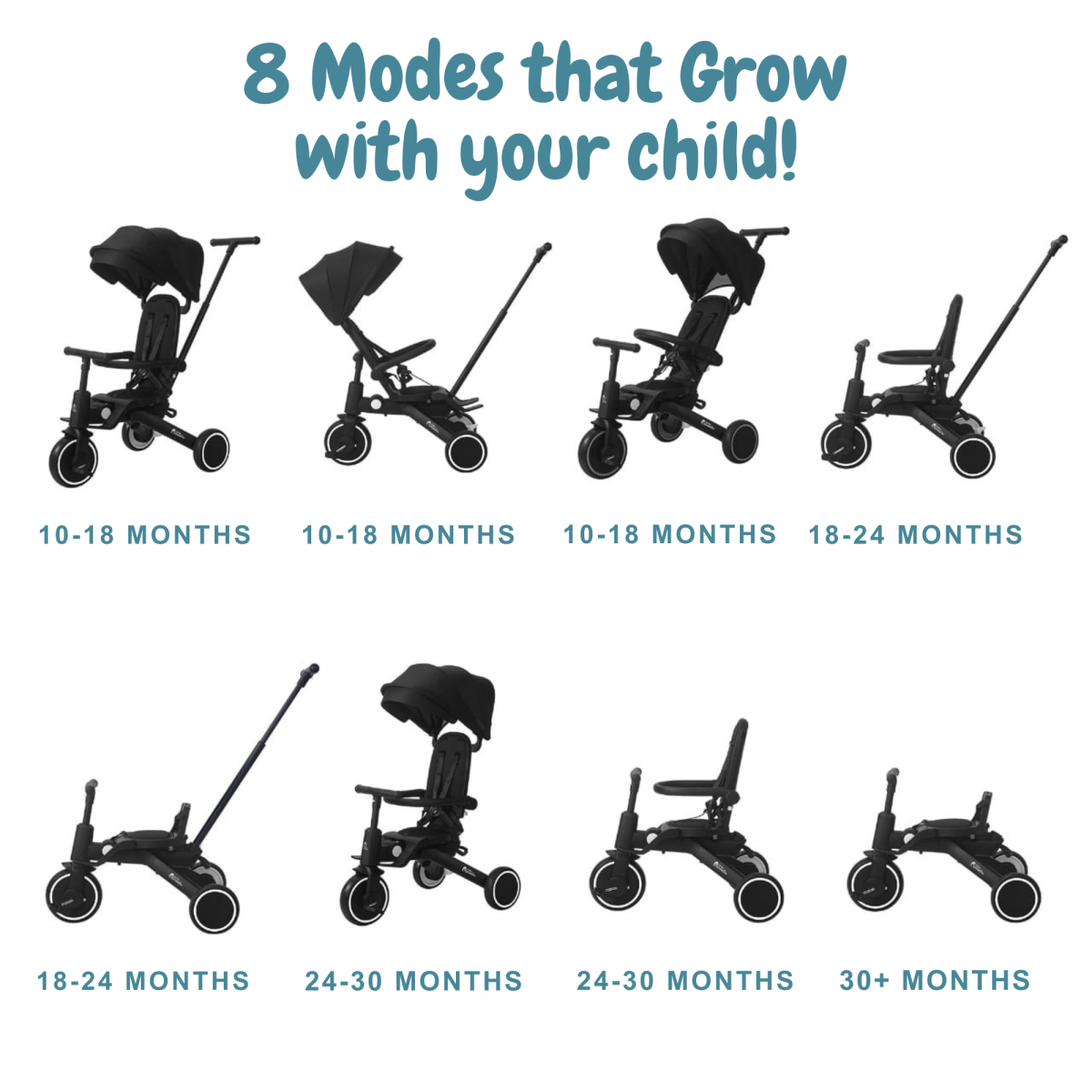 Foryourlittleone Xplor 6 in 1 Foldable Trike - Pastel Pink (10m-5y)