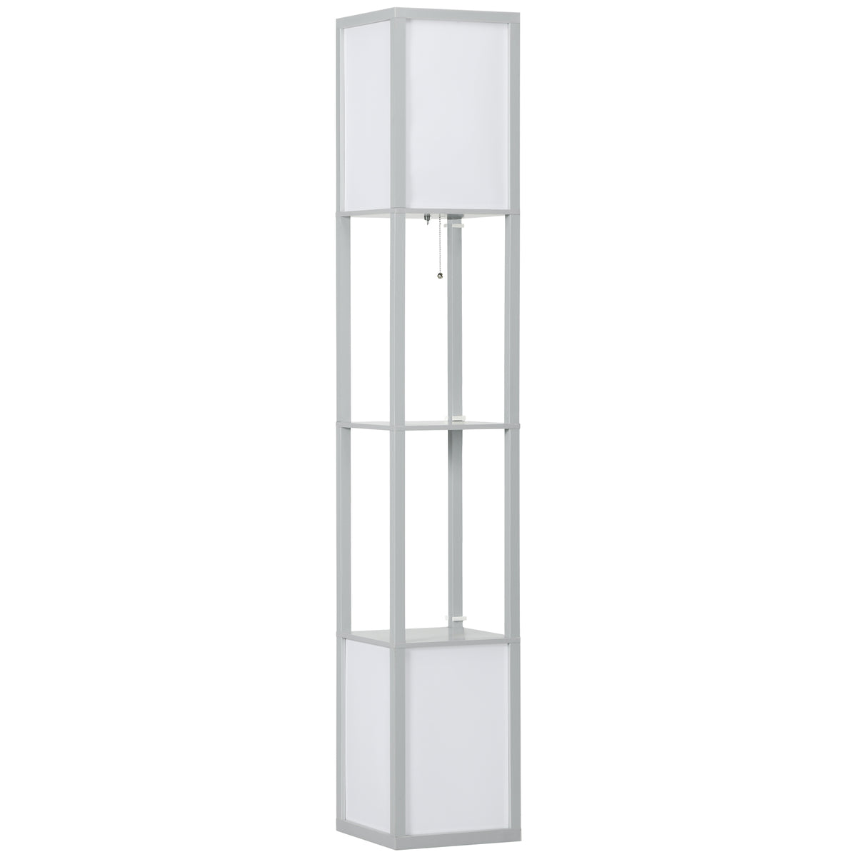 Modern Shelf Floor Lamp with Dual Ambient Light, Standing Lamp Living Room, Bedroom, 156cm, Grey