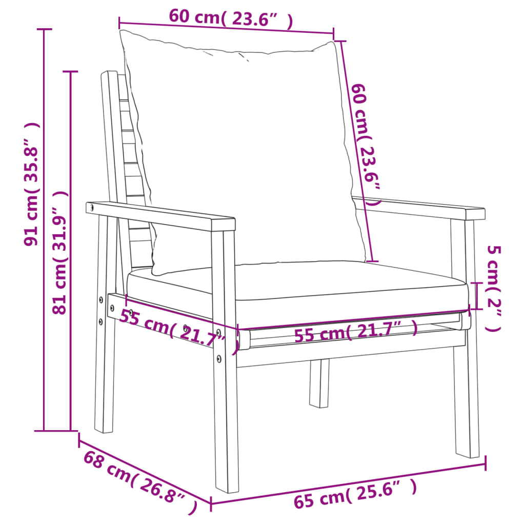Finnek 4 Seat Garden/ Patio Set - Acacia Wood - 100cm