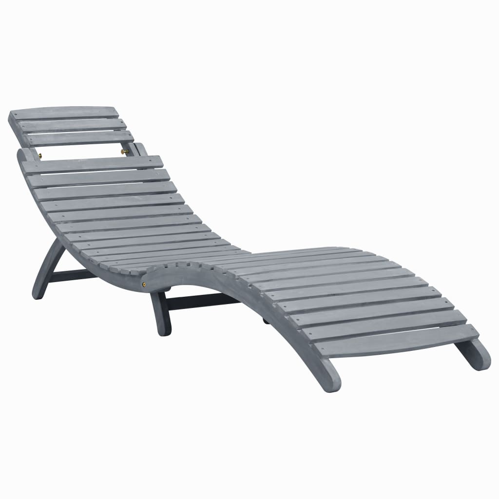 Velka Grey Sun Lounger - Acacia Wood - 190cm Foldable