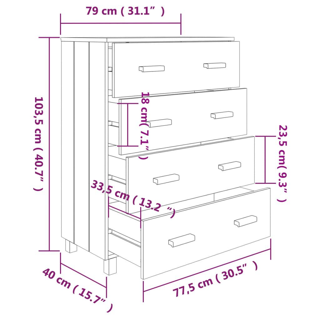 Hamar Pinewood 4 Drawer Chest - 79cm