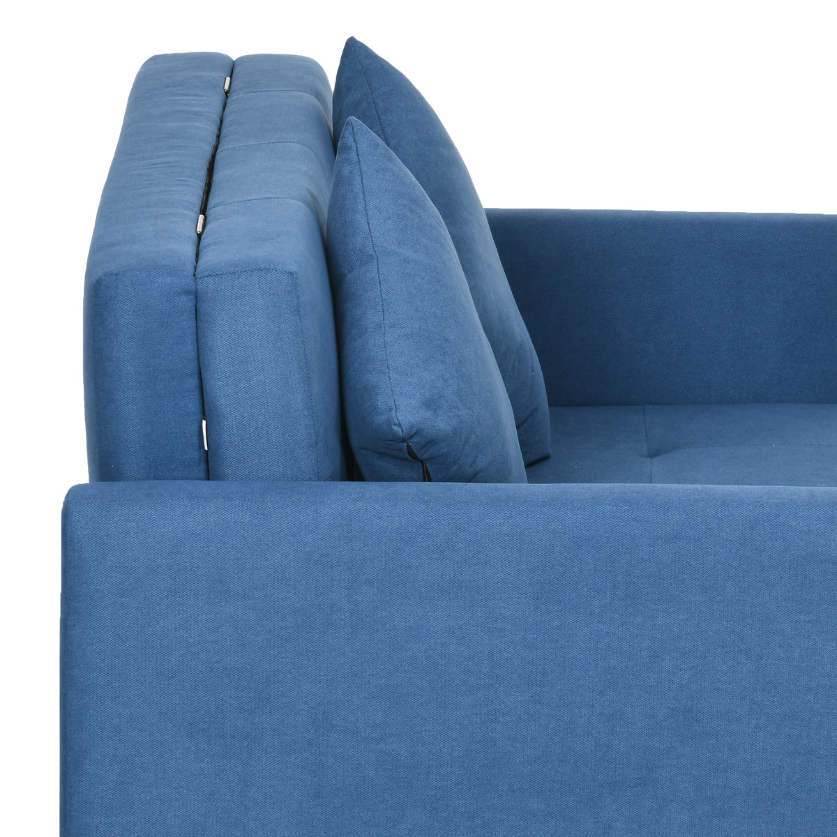 2 Seater Sofa Bed with Hidden Storage, Pull Out Convertible Bed Settee, Modern Snow Flannel Loveseat Sofa Sleeper with 2 Cushions for Living Room, Guest Room, Deep Blue