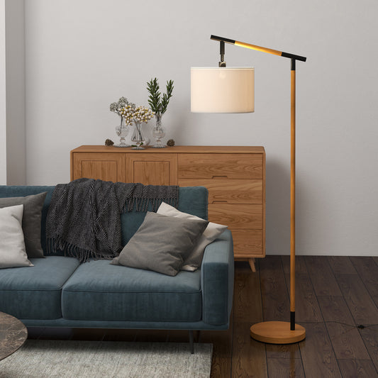 Metal Frame Floor Lamp with 350 Degree Rotating Lampshade, for Living Room and Bedroom, LED Bulb Included, Brown