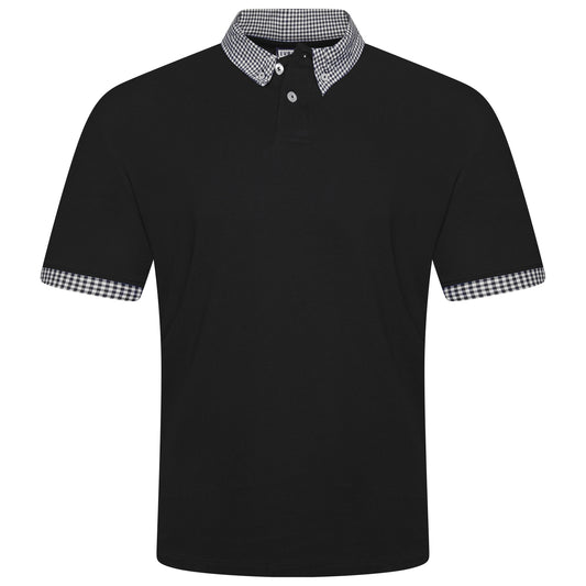 Evryone Check Collar Short Sleeve Polo Shirt