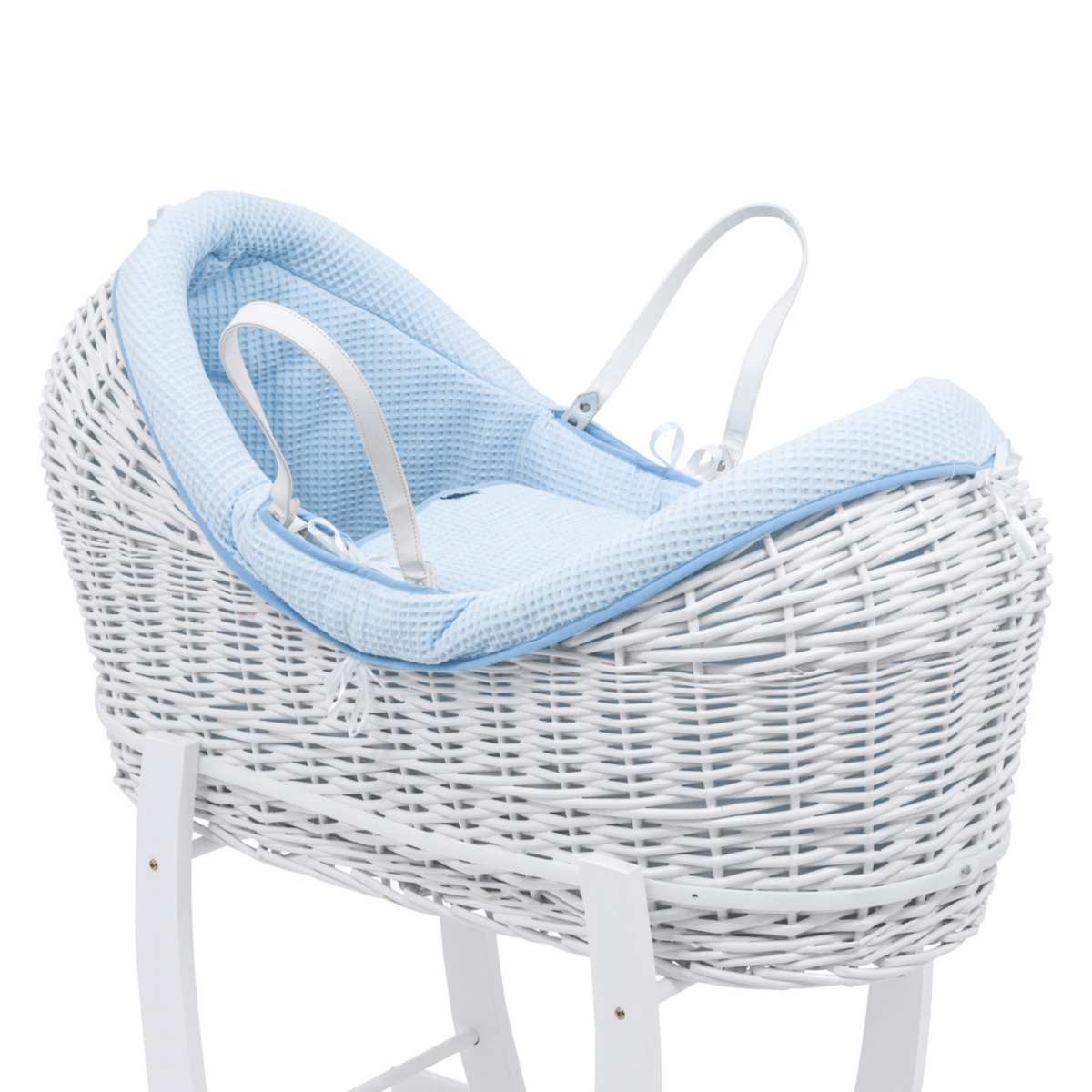 Pod Blue Waffle Moses Basket Bedding Set