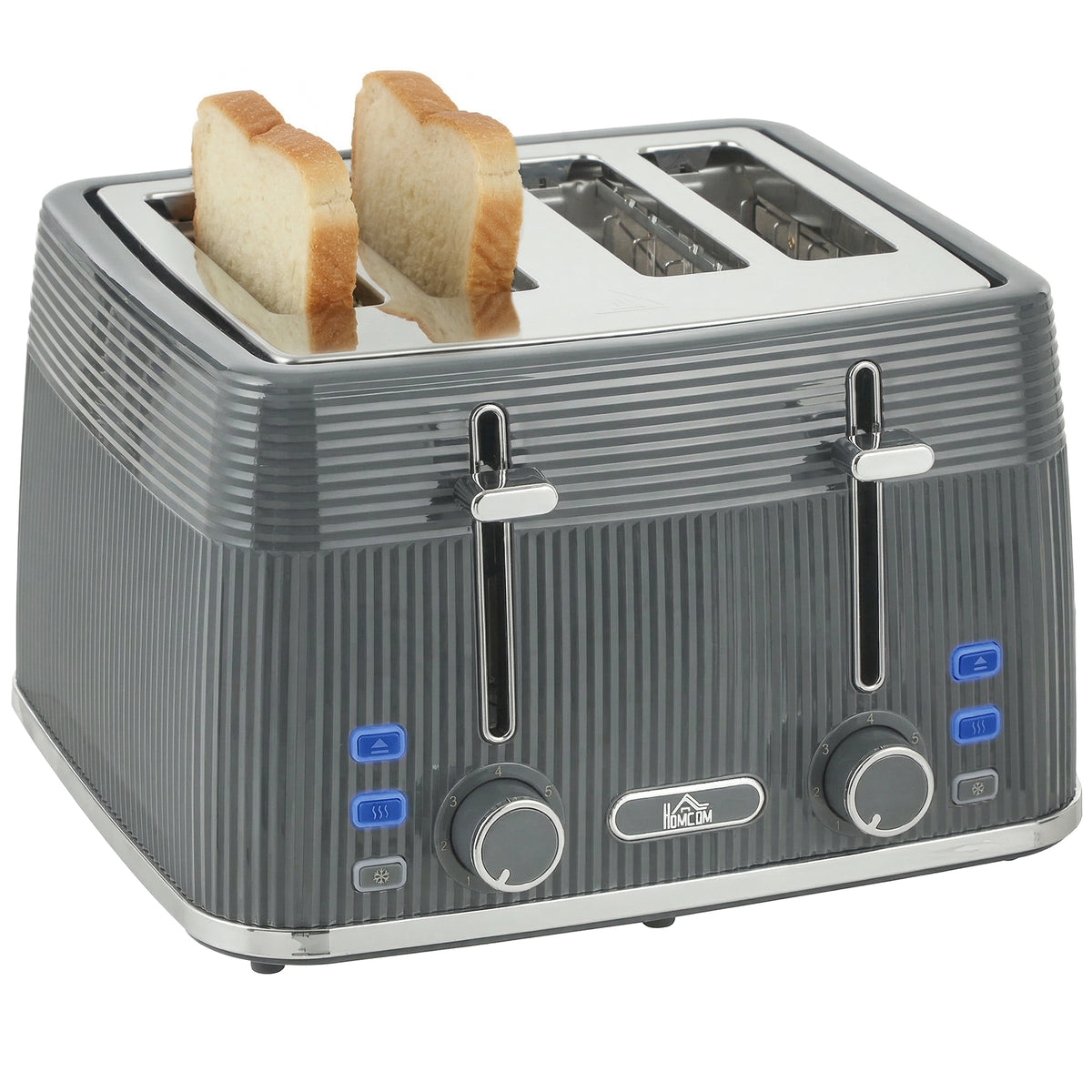 4 Slice Toaster with 7 Browning Levels, Bread Toaster with Removable Crumb Tray, Grey