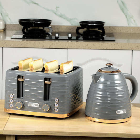 Four-Slice Rippled Toaster - Grey