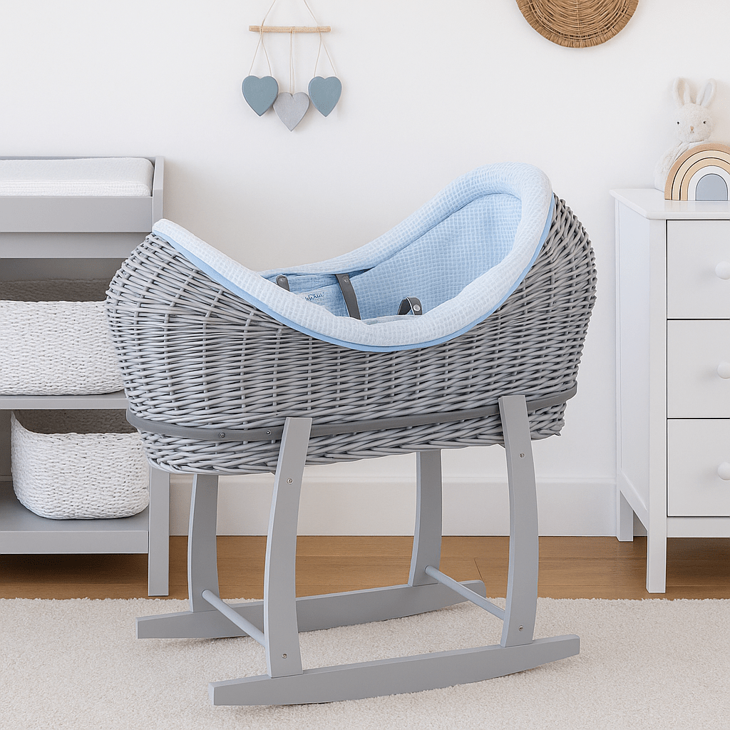 Wicker Deluxe Pod Baby Moses Basket With Stand
