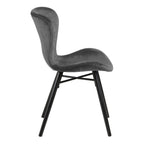 Codey Round Dining Table with White Polished Marble Top & Black Base includes 4 Matilda Dining Chairs in Dark Grey