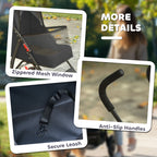 PawHut Dog Stroller, Foldable Cat Dog Pram for Miniature Breeds, Pet Stroller with Brake, Mesh Windows, Black