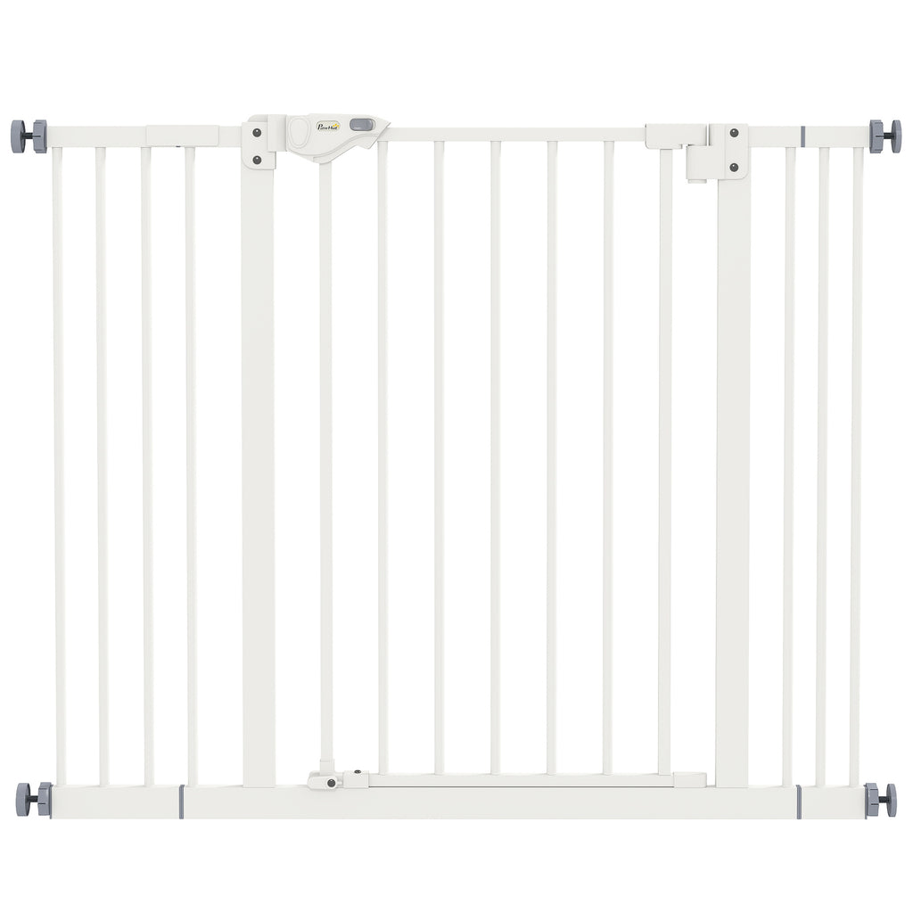 PawHut Adjustable Safety Gate w/ Two Extensions, Four Adjustable Screws, White