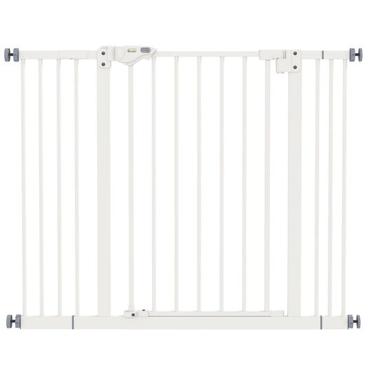 PawHut Adjustable Safety Gate w/ Two Extensions, Four Adjustable Screws, White