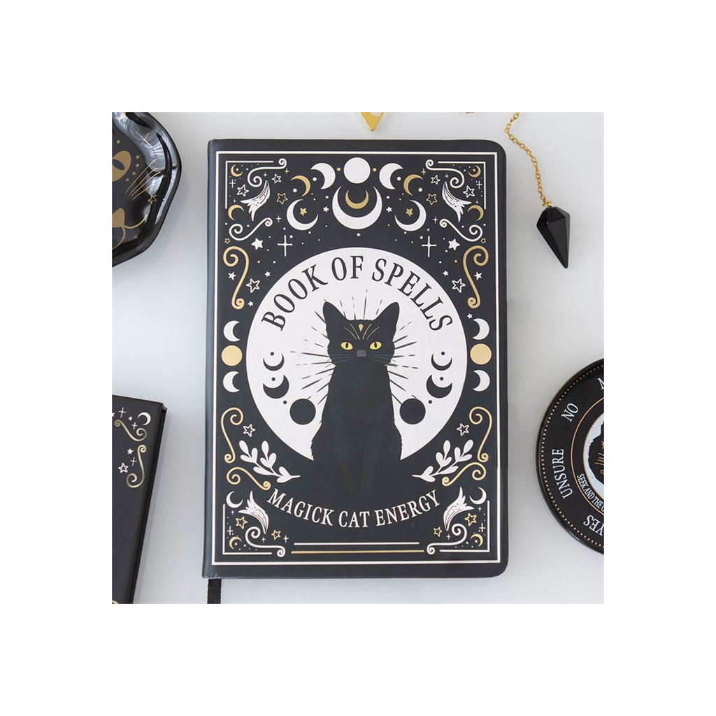 Black Cat Magick Book of Spells A5 Notebook with Pen