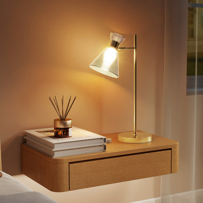 Modern Table Lamp, Bedside Lamp with Adjustable Flower-Shaped Head and E27 Socket for Living Room Bedroom Study, Bulb Not Included, Gold Tone