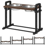 PawHut Raised Dog Bowls with Stand, 4 Heights Adjustable Pet Feeder with 3 Adjustable Angles for Small, Medium & Large Breeds, Brown
