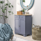 HOMCOM Side Storage Multi-use Sideboard Table Kitchen Floor Cabinet with Solid Wood Top, Adjustable Shelf, Drawer, Grey