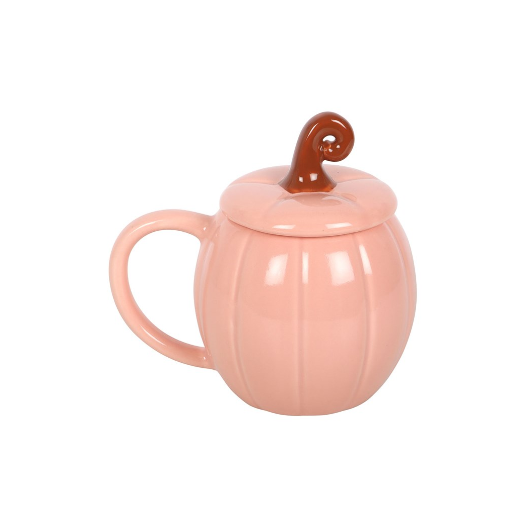 Pink Curly Pumpkin Lidded Mug