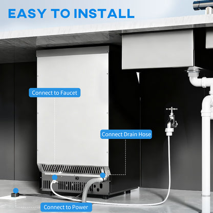 Commercial Ice Maker Machine, Freestanding Stainless Steel Ice Machine with Self-Cleaning, LCD Display, 45kg/24 Hours and 11kg Ice Storage for Home, Office, Bar, Restaurant, Supermarkets