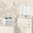 Stainless Steel Panel Kettle and Toaster Set - White