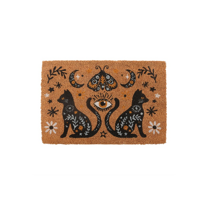 Natural Frightful Folk Cat Doormat