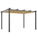 Outsunny 3 x 4m Aluminium Pergola, with Retractable Roof - Khaki