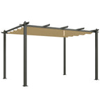 Outsunny 3 x 4m Aluminium Pergola, with Retractable Roof - Khaki