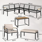 Outsunny 7 Seater Garden Furniture Set, Metal Garden Sofa Set with Cushions, Outdoor Furniture Conversation Sets, Khaki