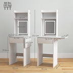 HOMCOM Small Vanity Desk with Mirror and LED Lights, Compact Dressing Table with Drop Leaf, Open Shelves and Drawer, White