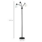 Arc Tree Floor Lamp with 3 Adjustable Rotating Lights, Industrial Standing Lamp with Steel Frame for Bedroom Living Room, 155cm, Black