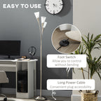 Modern Standing Lamp, 3-Light Upright Floor Lamps for Living Room, Silver Tone
