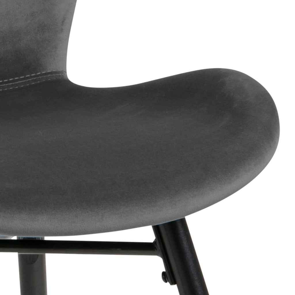 Codey Round Dining Table with White Polished Marble Top & Black Base includes 4 Matilda Dining Chairs in Dark Grey